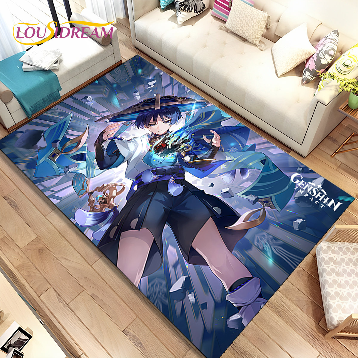 Kids Outdoor Mat - Genshin Impact Cartoon Game Area Rug,Carpet