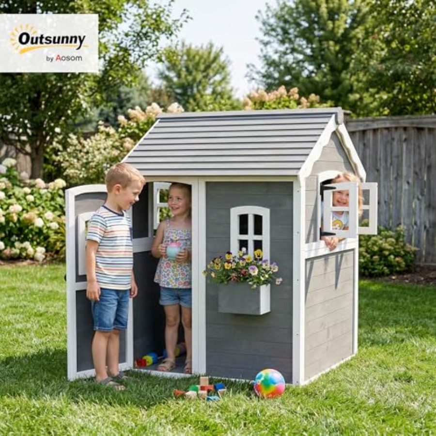 Outdoor wooden playhouse for k - Kids Outdoor Flooring review and price