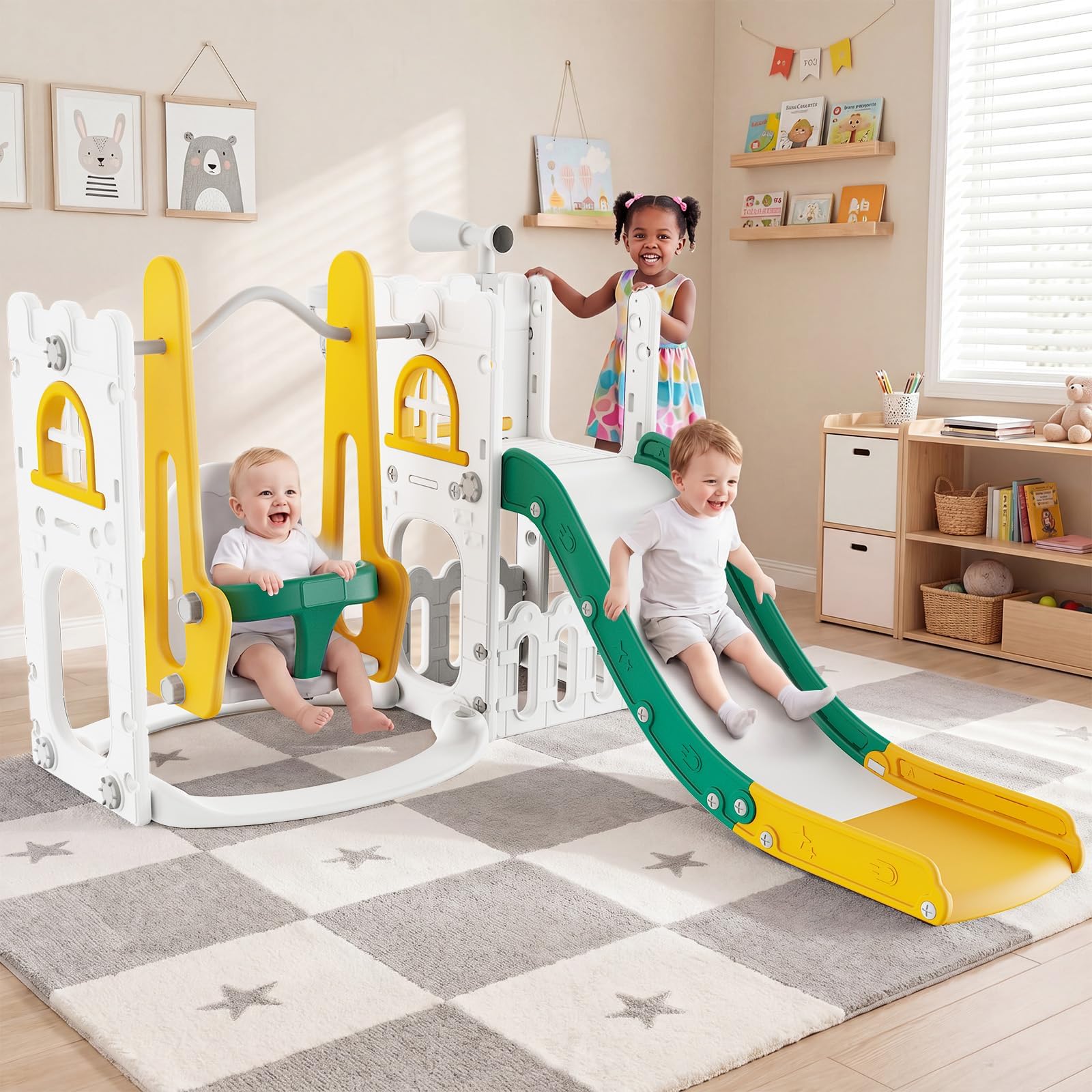 7 in 1 Toddler Slide And Swing - Kids Outdoor Basketball review and price
