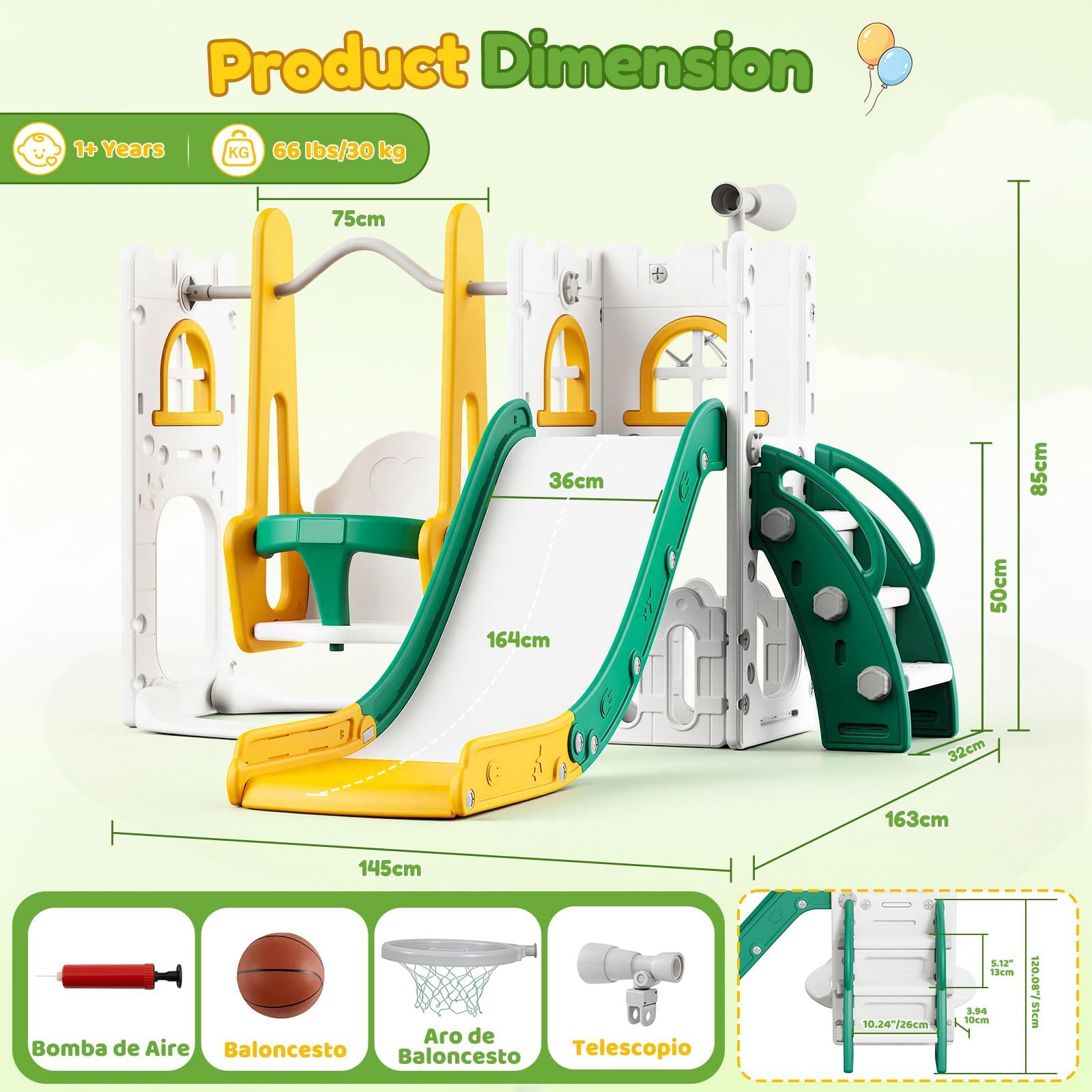 7 in 1 Toddler Slide And Swing - Kids Outdoor Basketball review and price