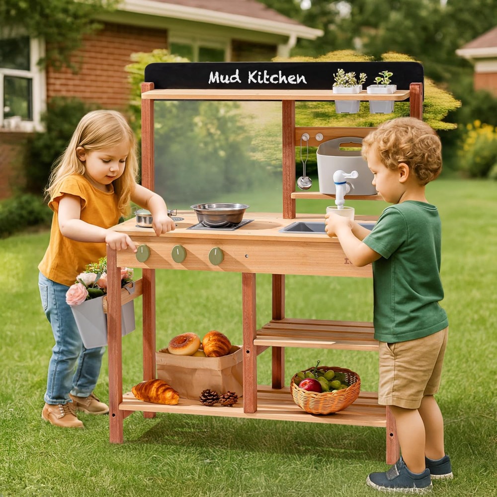 US Shipping Wooden Mud Kitchen - Kids Outdoor Mud Kitchen review and price
