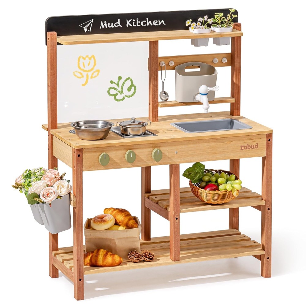 US Shipping Wooden Mud Kitchen - Kids Outdoor Mud Kitchen review and price