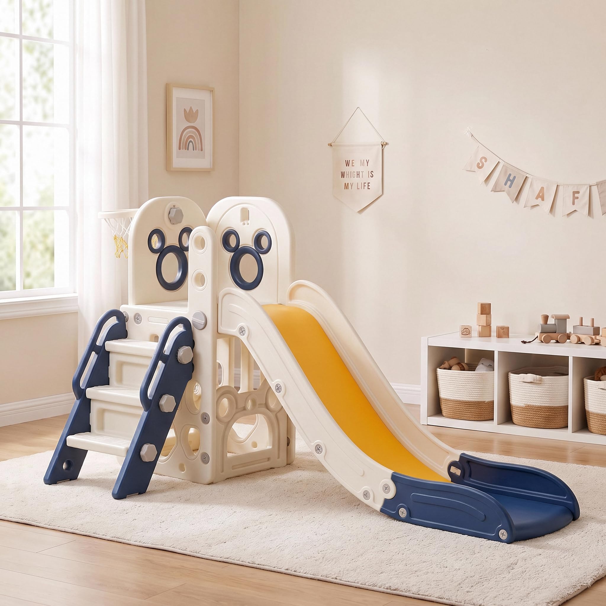 6 in 1 Toddler Slide Playset,  - Kids Outdoor Basketball review and price