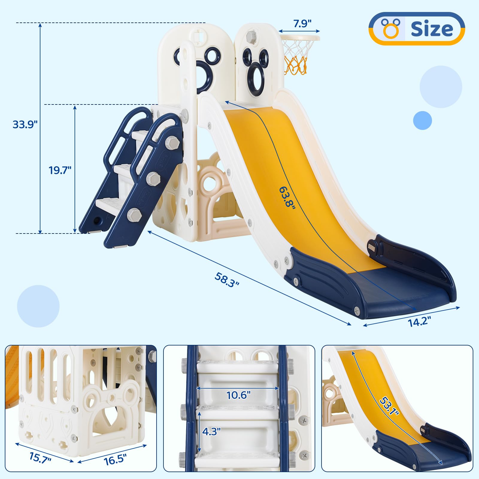 6 in 1 Toddler Slide Playset,  - Kids Outdoor Basketball review and price