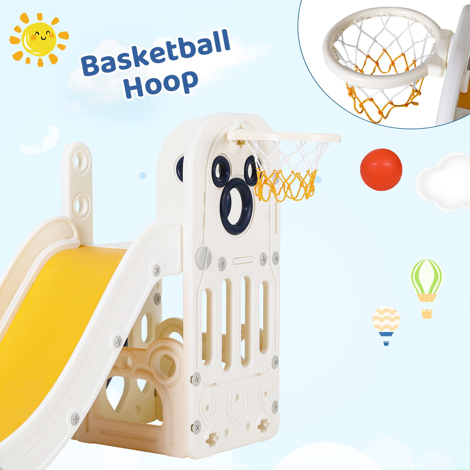 6 in 1 Toddler Slide Playset,  - Kids Outdoor Basketball review and price