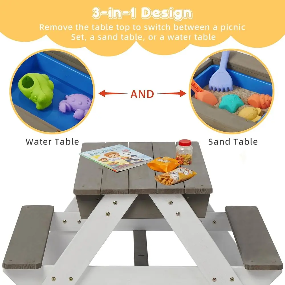 Convertible 3-in-1 Wooden Picn - Kids Outdoor Water Play Table review and price