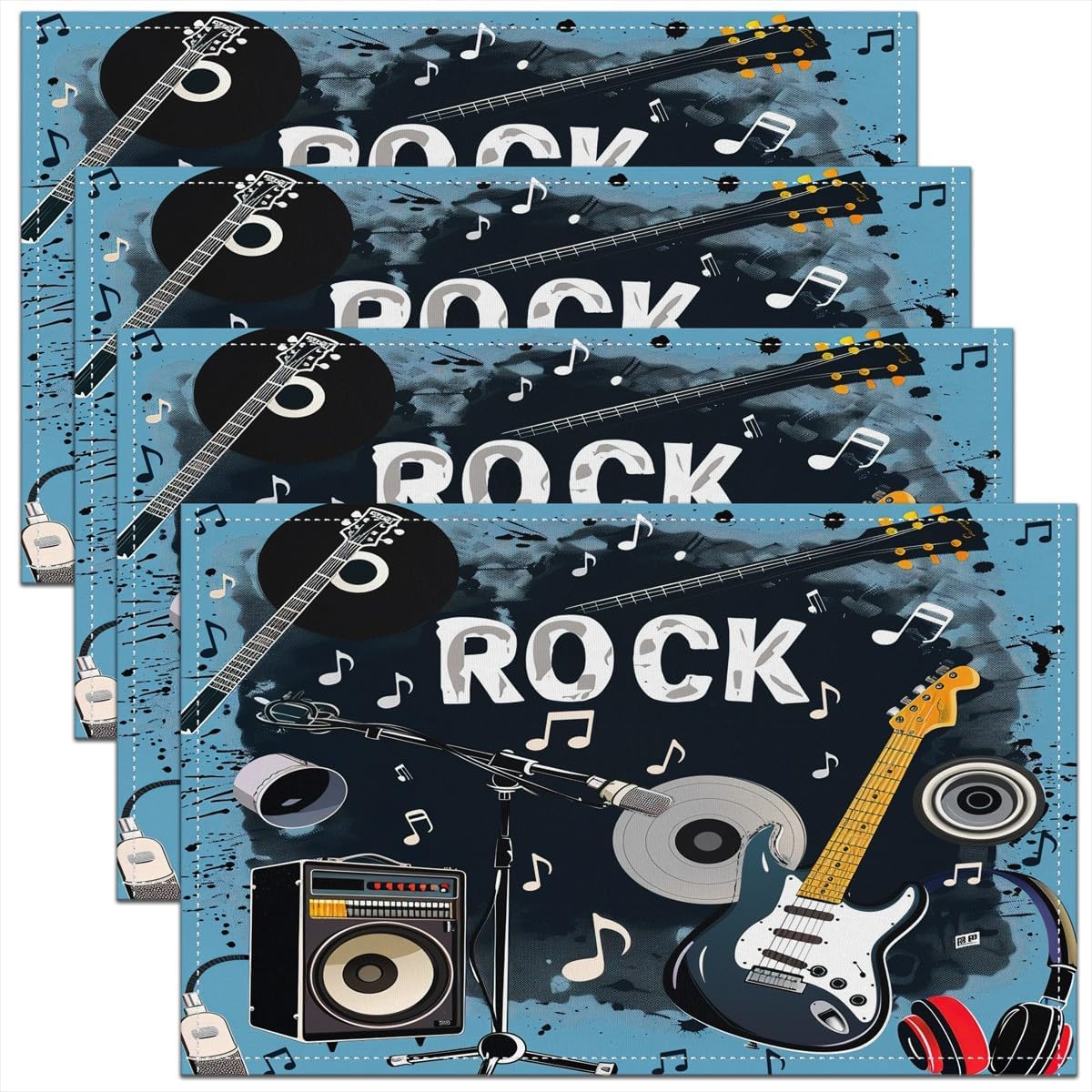 Rock Music Placemats Set of 4  - Kids Outdoor Mat review and price