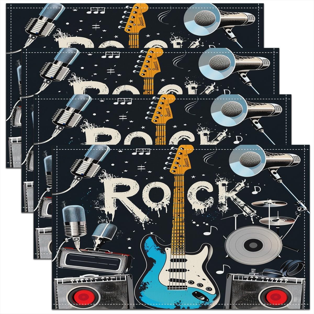 Rock Music Placemats Set of 4  - Kids Outdoor Mat review and price