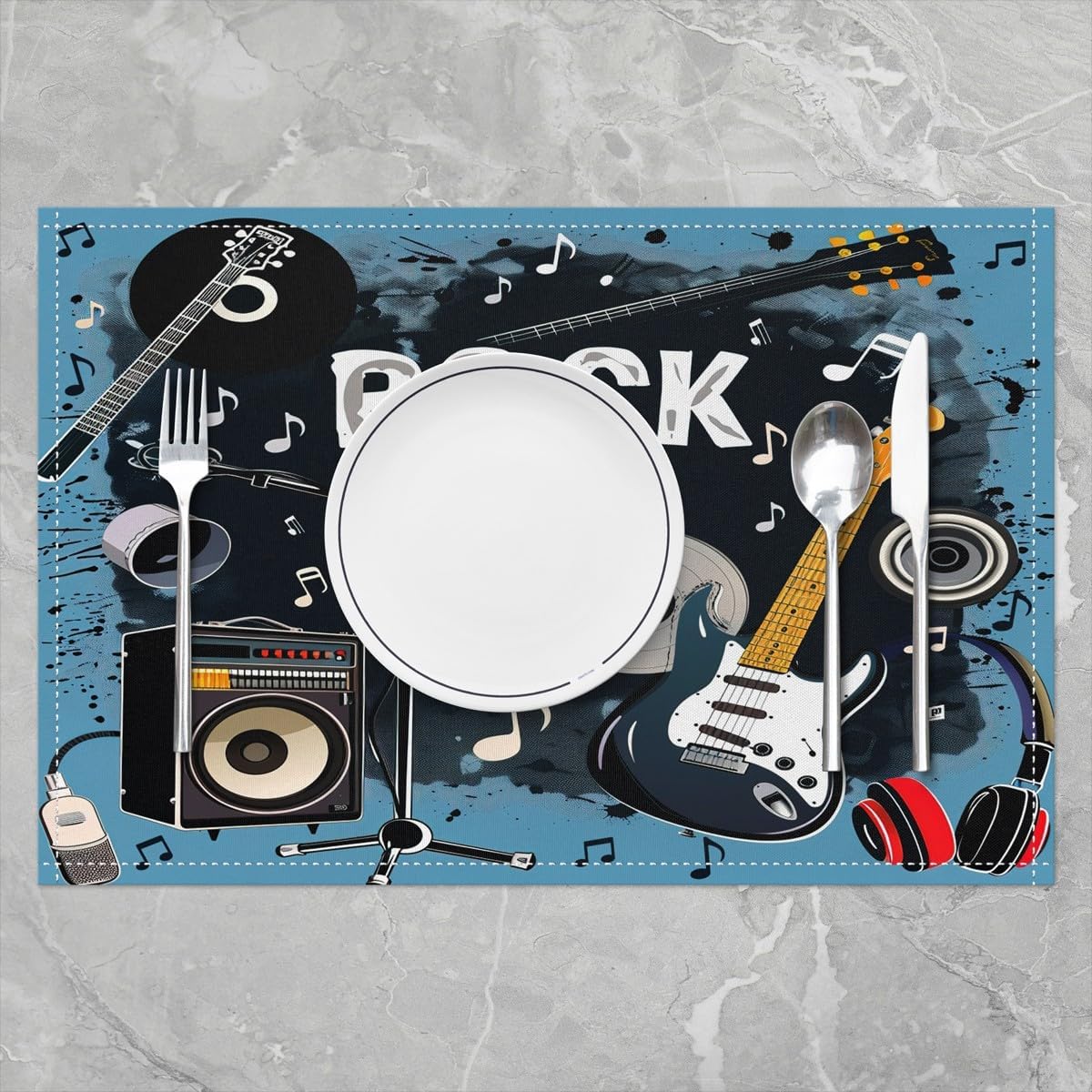 Rock Music Placemats Set of 4  - Kids Outdoor Mat review and price