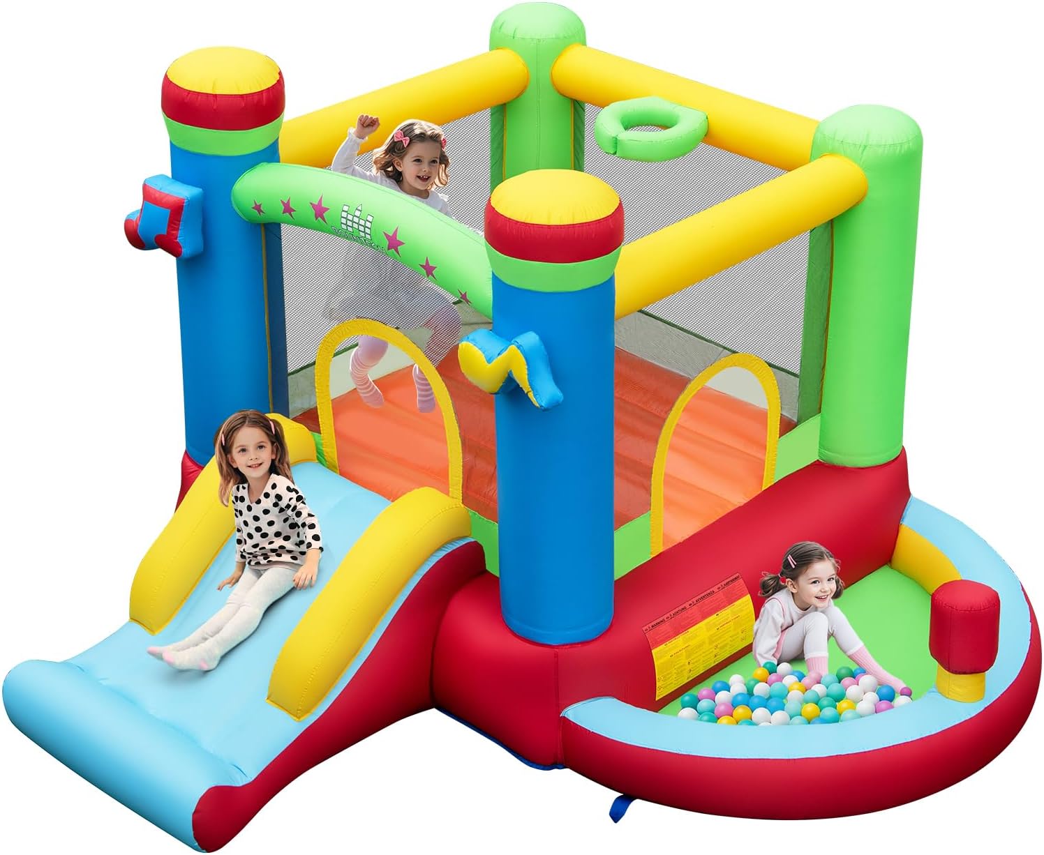 Inflatable Bounce House with B - Kids Outdoor Basketball review and price