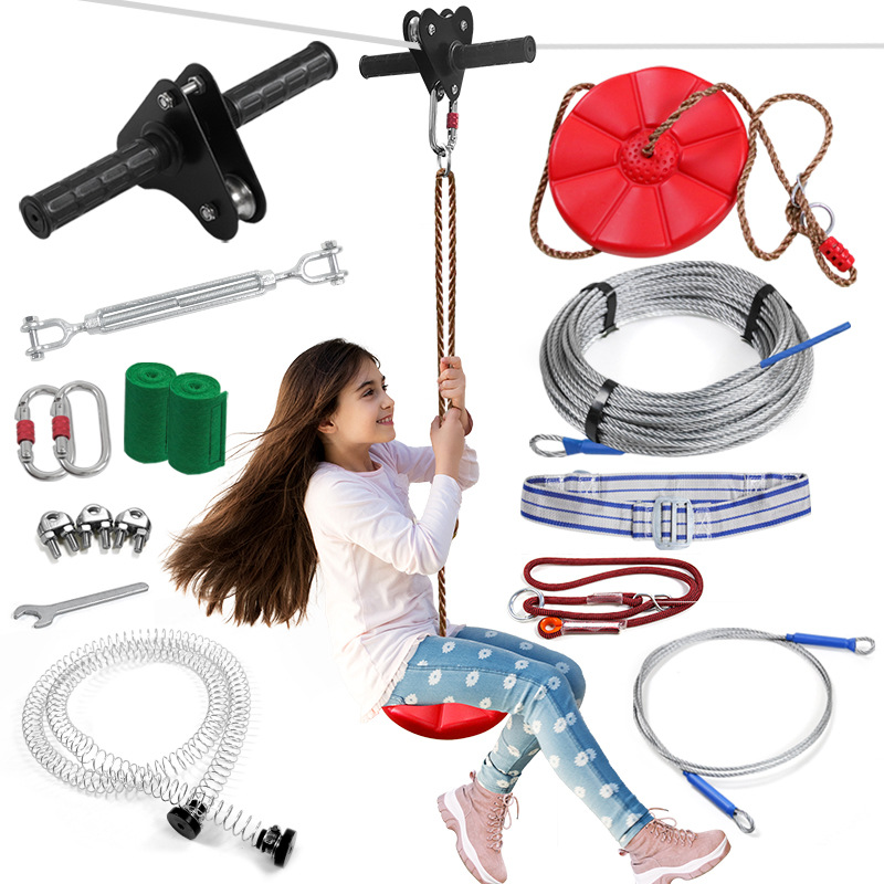 Kids Zipline Kit with Disc Swi - Kids Outdoor Zipline review and price