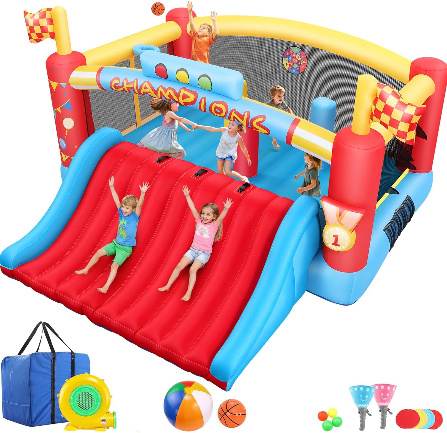 13FT Big Inflatable Bounce Hou - Kids Outdoor Basketball review and price