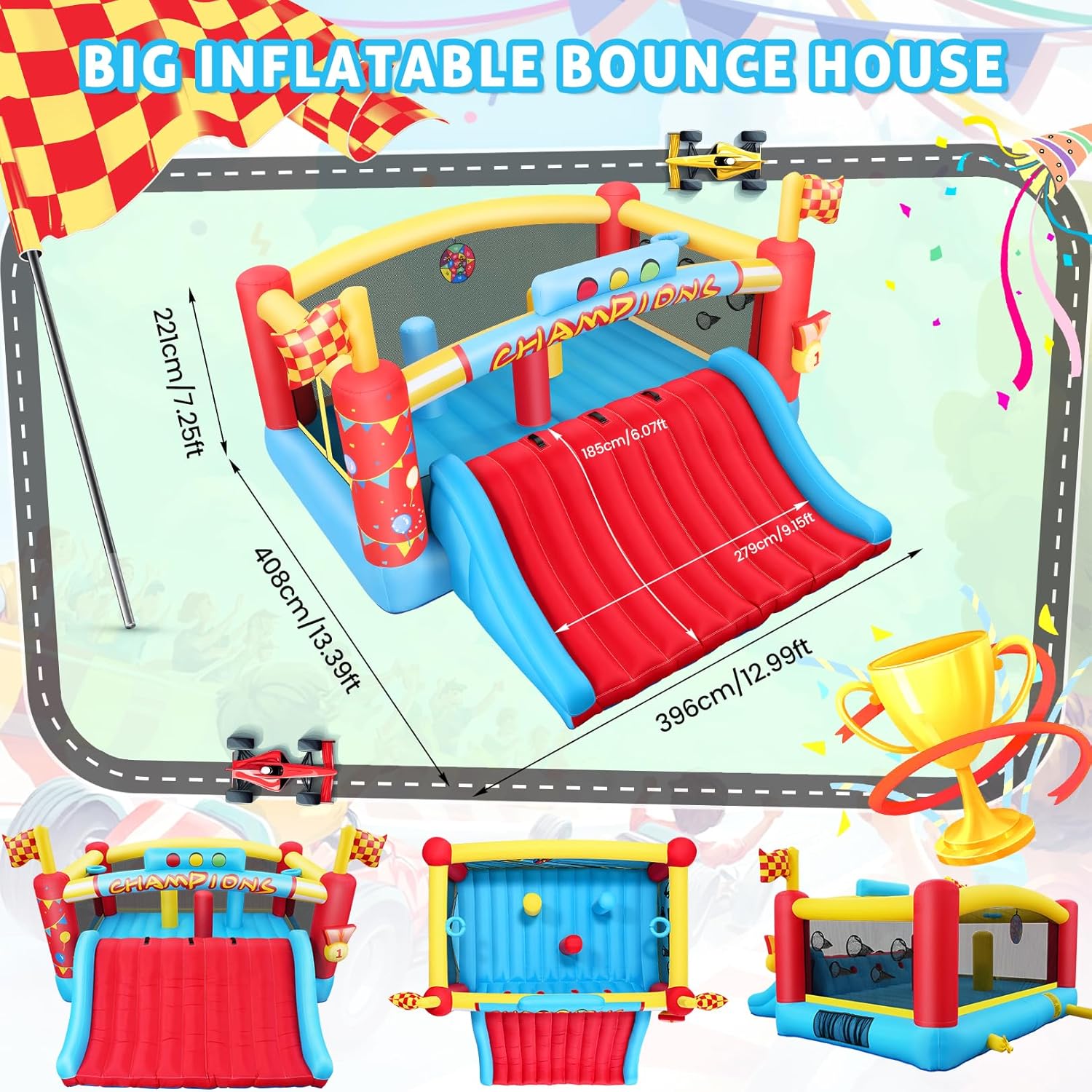 13FT Big Inflatable Bounce Hou - Kids Outdoor Basketball review and price