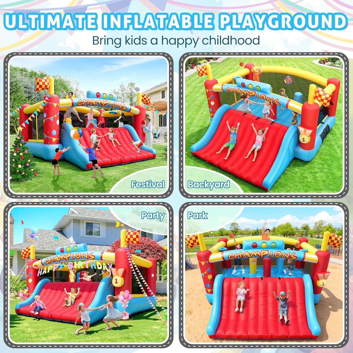 13FT Big Inflatable Bounce Hou - Kids Outdoor Basketball review and price