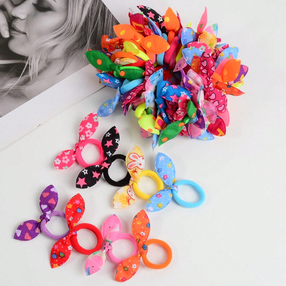Cute Bunny Ear Hair Ties Set,  - Kids Outdoor Outfit review and price